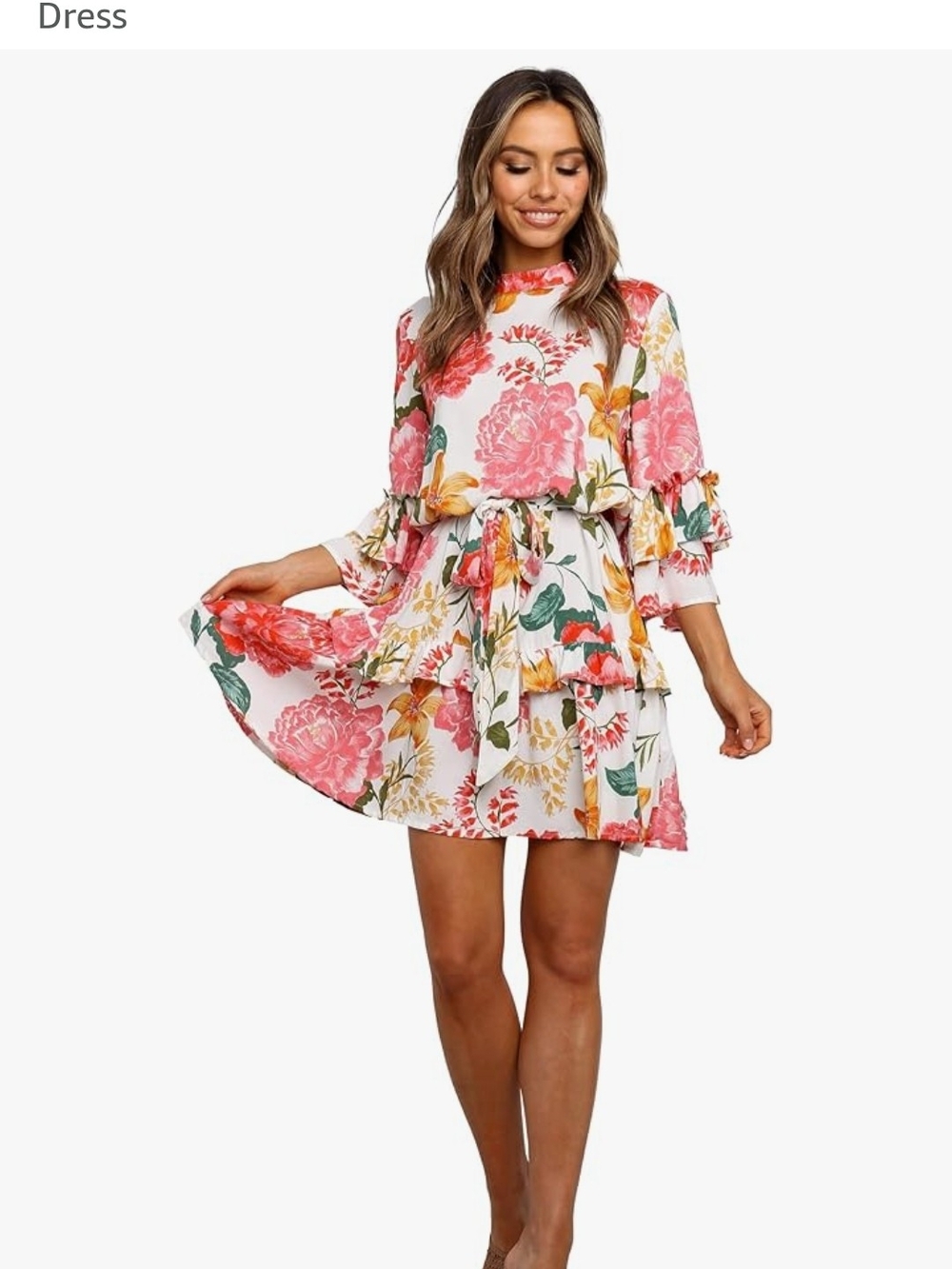 Petal & Pup White Floral Ruffle Mini Dress